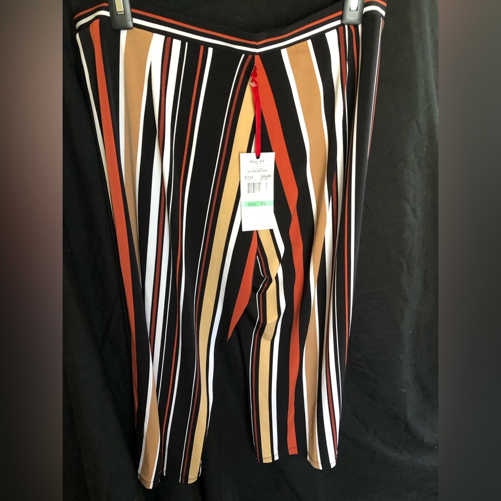 Ruby Rd Palazzo Pants, Brown, Black, and White stripes, LP, New with tags - Picture 6 of 6